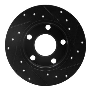 Audi 5000CS Turbo Quattro Brake Rotor (1) - Rear Left - R1 Concepts - Drilled & Slotted - Black - `85-`00